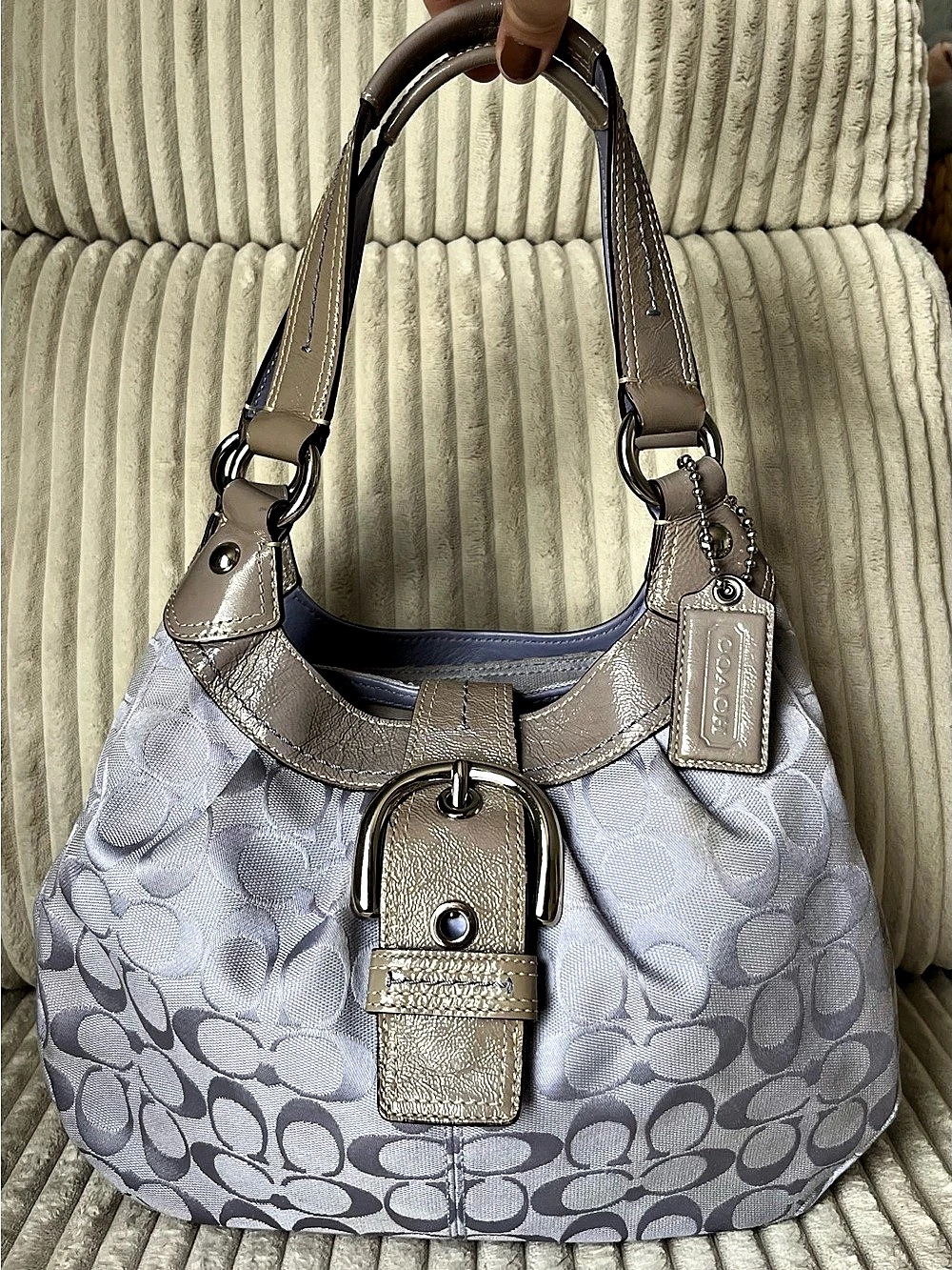 Vintage Coach Soho Signature Jacquard Lynn Hobo Bag - Lavender Gray Y2K💜🦄☂️